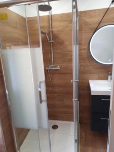 PorriEnglish Club in Corsica B&B的带淋浴和盥洗盆的浴室