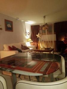 比利亚维西奥萨-德奥东patricia的客厅配有玻璃桌和沙发