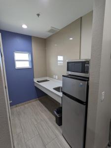 阿兰瑟斯帕斯Holiday Inn motel的一间带冰箱和水槽的小厨房