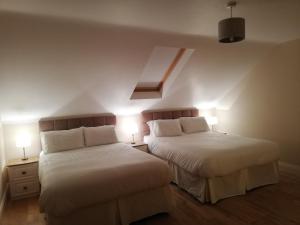 杜林Glenmore House - ROOM ONLY的配有2盏灯的酒店客房的2张床