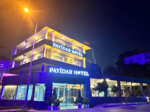 伊斯坦布尔Payidar HOTEL的前面有路灯的建筑