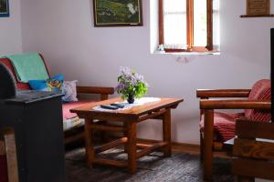 ZaovineApartment ''Planinsko selo''的客厅配有鲜花桌