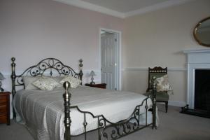 赖厄德Penralley House B&B的一间卧室设有一张大床和一个壁炉