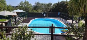 楼尔ApraHouseLoule Guesthouse的游泳池周围设有围栏