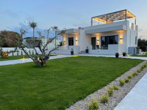 马尔马里Casa di Somnia Luxury Suites and Villas的前面有绿色草坪的房子