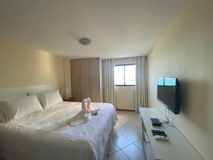 纳塔尔Natal Plaza 604-Ponta Negra的配有一张床和一台平面电视的酒店客房