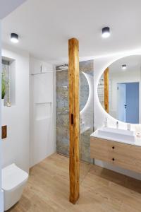卡尔帕奇Kamilkowy Apartament的一间带水槽和镜子的浴室