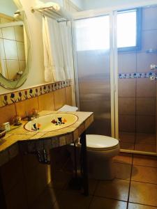 Zitácuaro拉卡萨里克多思精品酒店的浴室配有卫生间、盥洗盆和淋浴。