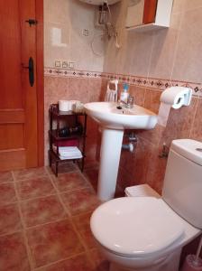 埃尔切德拉谢拉Casa Camille.Villares Elche de la Sierra的浴室配有白色卫生间和盥洗盆。