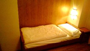 摩德纳迪-坎皮格里奥Campiglio Trilocale Monte Spinale的一张小床,放在一个光线充足的房间里