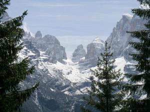 摩德纳迪-坎皮格里奥Campiglio Monolocale Cima Tosa的山上白雪的景色