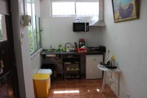 卡帕里卡海岸5th Element Beach House Caparica的一个带水槽和柜台的小厨房