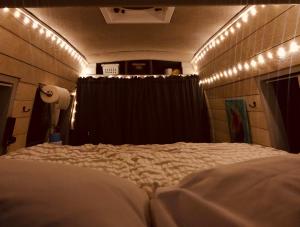 LandrumVan Camping - Do Something Different!的一间卧室配有一张灯光床