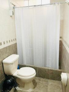 特鲁希略Apartamento en el Centro de Trujillo - Primer Piso的一间带卫生间和淋浴的浴室