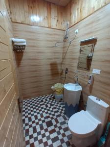 瑞诗凯诗MR River Resort的一间带卫生间和水槽的浴室