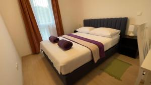 ProžuraVilla Evita Apartments的一间卧室配有一张带两个枕头的床
