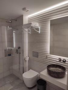 尼亚·卡利克拉提亚帕拉克提奥酒店的一间带水槽、卫生间和淋浴的浴室