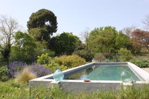 贝济耶Domaine de Manteau-Bleu的花园中的一个游泳池
