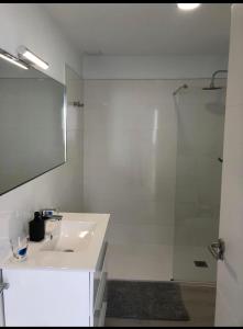 拉克鲁斯Punta Brava Relax的浴室配有盥洗盆和带镜子的淋浴