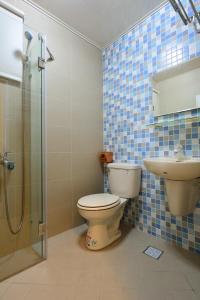 马公澎湖菊舍民宿一館的浴室配有卫生间、盥洗盆和淋浴。