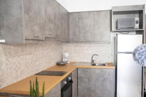 埃尔莫波利斯Atop silver luxury suite的厨房配有水槽和冰箱