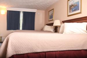 奥甘奎特Ogunquit Hotel and Suites的一间卧室设有一张大床和一个窗户。