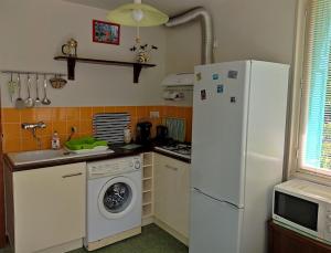 塞雷Ta Maria的厨房配有白色冰箱和洗衣机。