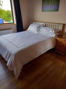 斯莱戈Benbulben View F91YN96的卧室内的一张大白色床,带有窗户