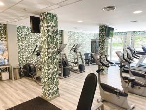滨海罗克塔斯Hotel Neptuno by ON GROUP的一间健身房,里面设有跑步机和椭圆机