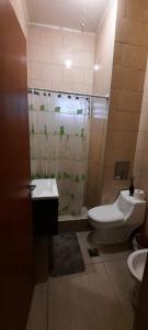 圣地亚哥-德尔埃斯特罗TU REFUGIO - Alquiler Temporario的浴室配有卫生间、盥洗盆和淋浴。