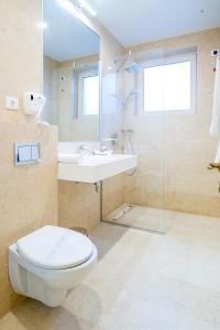 斯洛博齐亚Hotel Console的浴室配有卫生间、盥洗盆和淋浴。