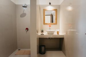 乌布Tu Sandat Homestay的一间带水槽和镜子的浴室