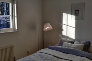 罗迪科平格On your way的一间卧室配有一张带灯和窗户的床