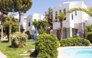 达特恰Marphe Hotel的一座别墅,设有游泳池和棕榈树