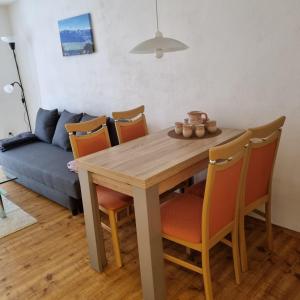 拉滕堡Ferienwohnung Martin的餐桌、椅子和沙发