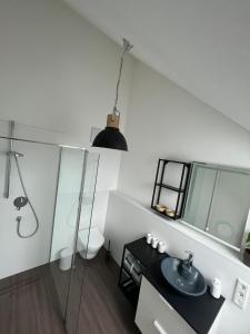 Traumhafte neue Dachterrassenwohnung am Soyener See的一间浴室