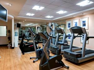 墨尔本墨尔本公园铂尔曼酒店&度假村的健身房设有跑步机和椭圆机