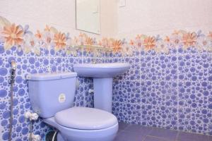 亭可马里宜人公园假日酒店的浴室设有蓝色的卫生间和水槽。
