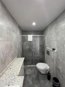 伊斯坦布尔半岛酒店的带淋浴和卫生间的浴室。