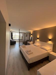 伊斯坦布尔半岛酒店的一间带大床的卧室和一间客厅