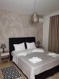萨索斯Villa Gallen的一间卧室配有一张大床和两条毛巾