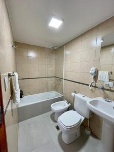 圣米格尔·德·图库玛Altos de Argentina的浴室配有卫生间、浴缸和水槽。