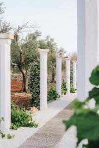 GiuggianelloMasseria Petrusella的白色建筑上的一排白色柱子