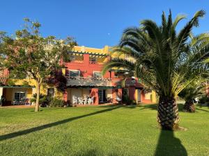 卡内拉岛Charming apartment, golf, kitesurfing, free tennis courts and bikes的一座建筑前的棕榈树