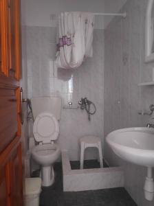 波尔塔里亚Catherine Portaria Guest House的一间带卫生间和水槽的浴室