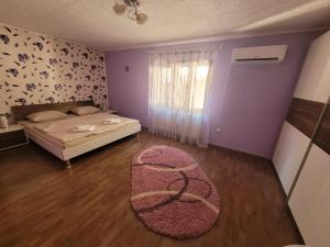 伯伊莱海尔库拉内Casa Bașu的一间卧室配有一张床和地毯