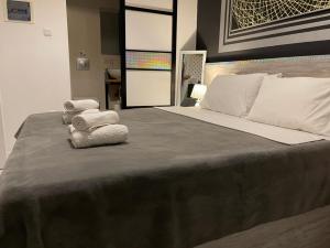 罗德镇Jz Plus Picasso的一间卧室配有一张大床和毛巾