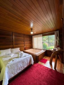 新文达移民镇Recanto Della Mata的一间卧室设有一张床和一个大窗户