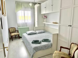 Valle de San LorenzoCosy Apartment with Rooftop Terrace and Wifi的一间卧室配有一张带两个绿色枕头的床