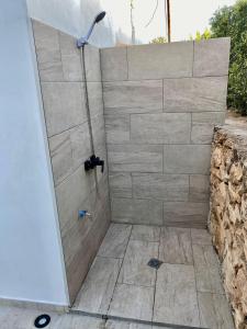 圣弗朗西斯科哈维尔Agradable casa rural en zona reserva natural.的浴室里设有玻璃门淋浴